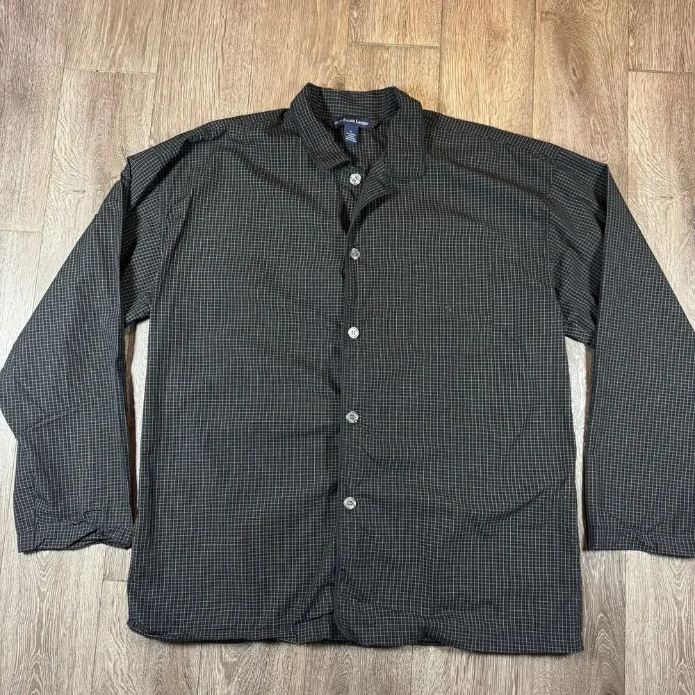 Polo Ralph Lauren Pajama Set Mens XL Black Check Cotton Sleepwear Lounge